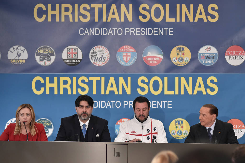 Meloni, Solinas, Salvini, Berlusconi