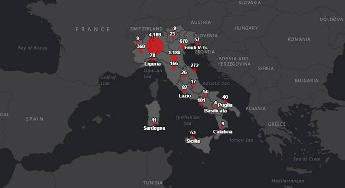 Risultato immagini per cartina italia coronavirus