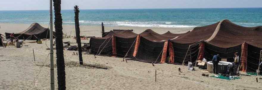 Il set di Ben Ur sulla spiaggia di Castelporziano nel 2015